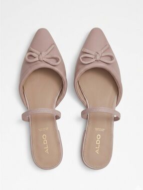 ALDO Faralaegyn Light Pink Pointed Toe Bow Mules Size 7